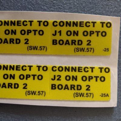 Stern yellow sticker