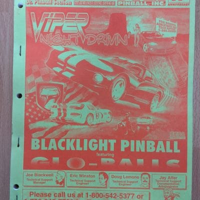 Viper Night Drivin Pinball manual