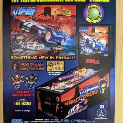 Viper Night Drivin pinball flyer