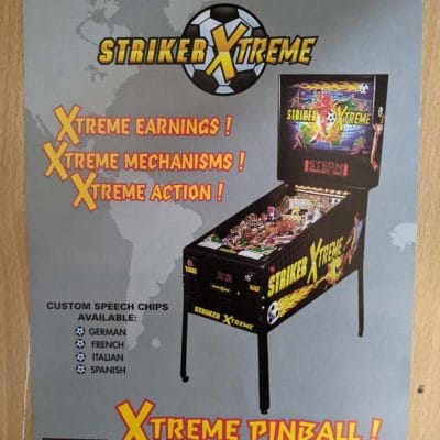 Striker Xtreme pinball flyer (yellow writing)